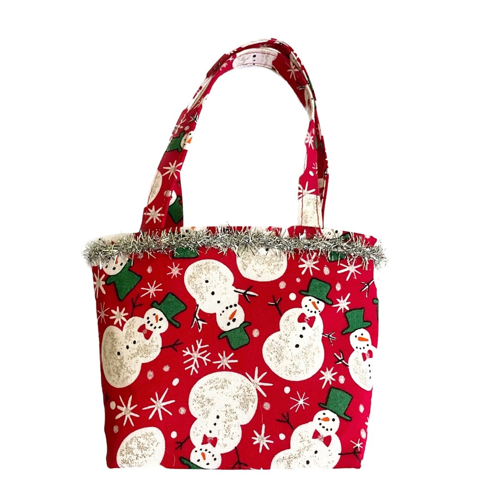 NWOT Toddler red sparkly snowman Christmas bag purse tote